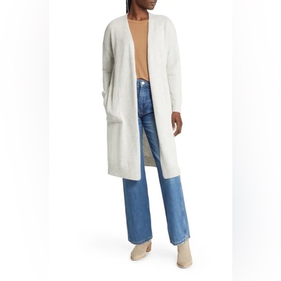 Madewell | 2022 Wool Blend Duster Cardigan Sweater Heather Cloud Oversized Small - Picture 1 of 9